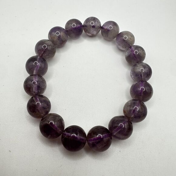 12.5mm Natural Purple Rabbit Hair Rutilated Quartz beaded stretch bracelet! - Picture 10 of 10